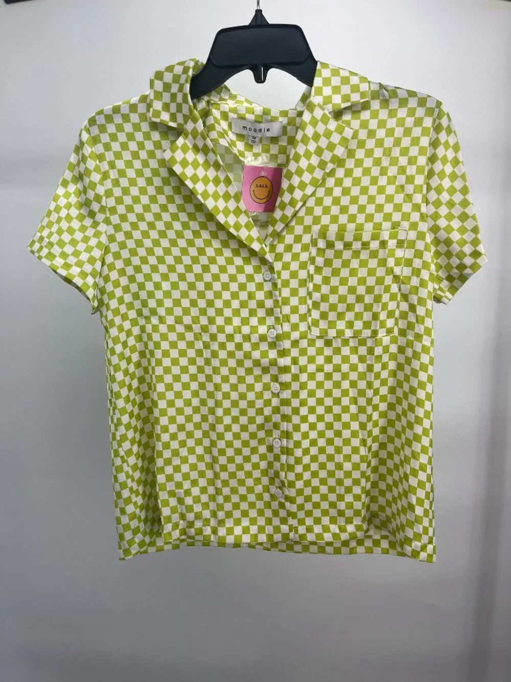 Women's Matching Set - Moodie by Lala Casual Green Checkered Pant/Shirt Set
